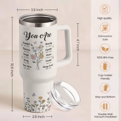 Christian Gifts for Women, Inspiration Gifts Tumbler 40oz Stainless Steel Insulated with Handle and Straw - Mother's Day Birthday Religious Gifts for Mom, Friend, Sister, Grandma