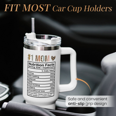 White Best Mom Ever Quencher Tumbler with Handle 40oz