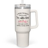 White Retirement Quencher Tumbler with Handle 40oz