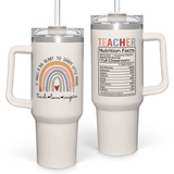 White Teacher Quencher Tumbler with Handle 40oz