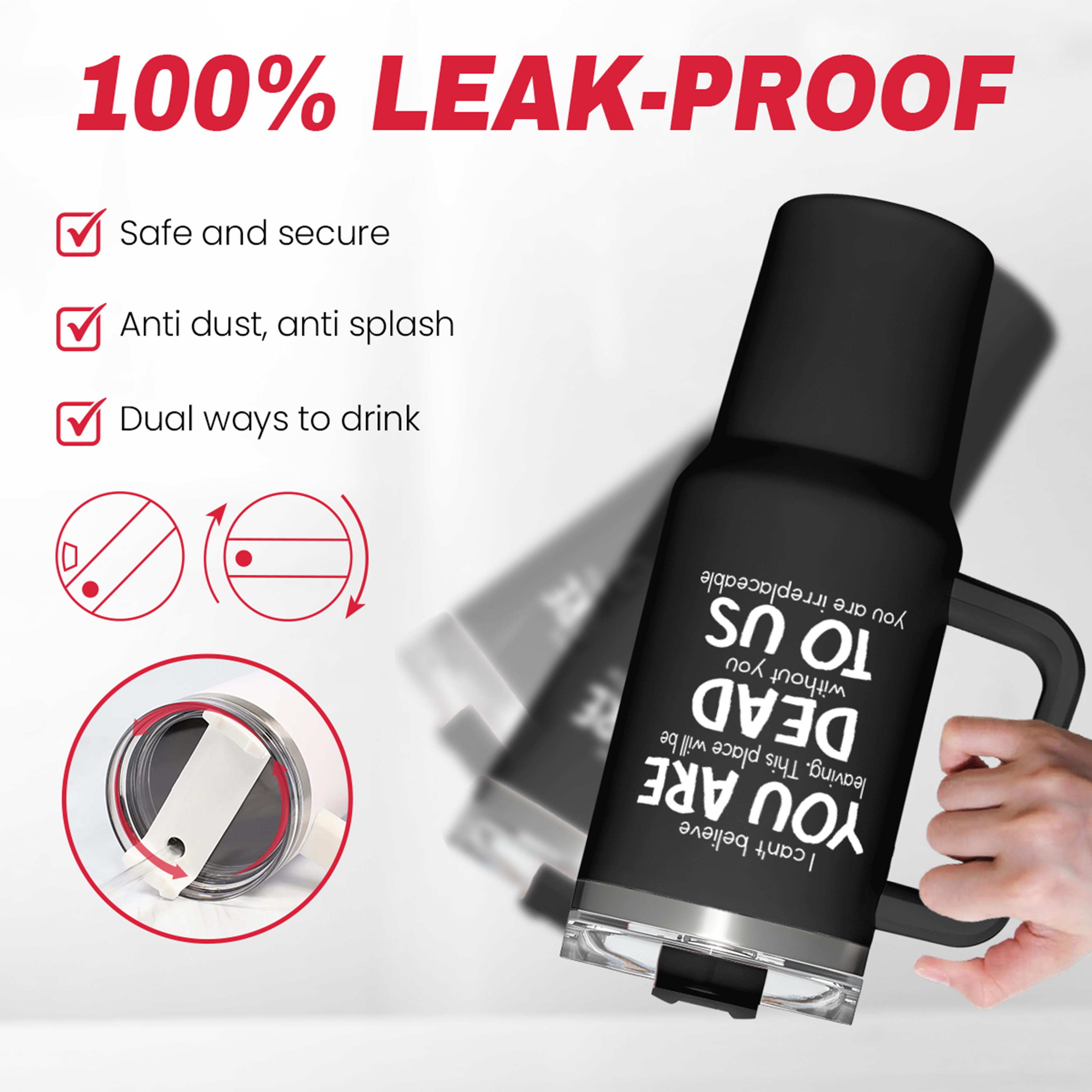 Black Coworker Quencher Tumbler with Handle 40oz