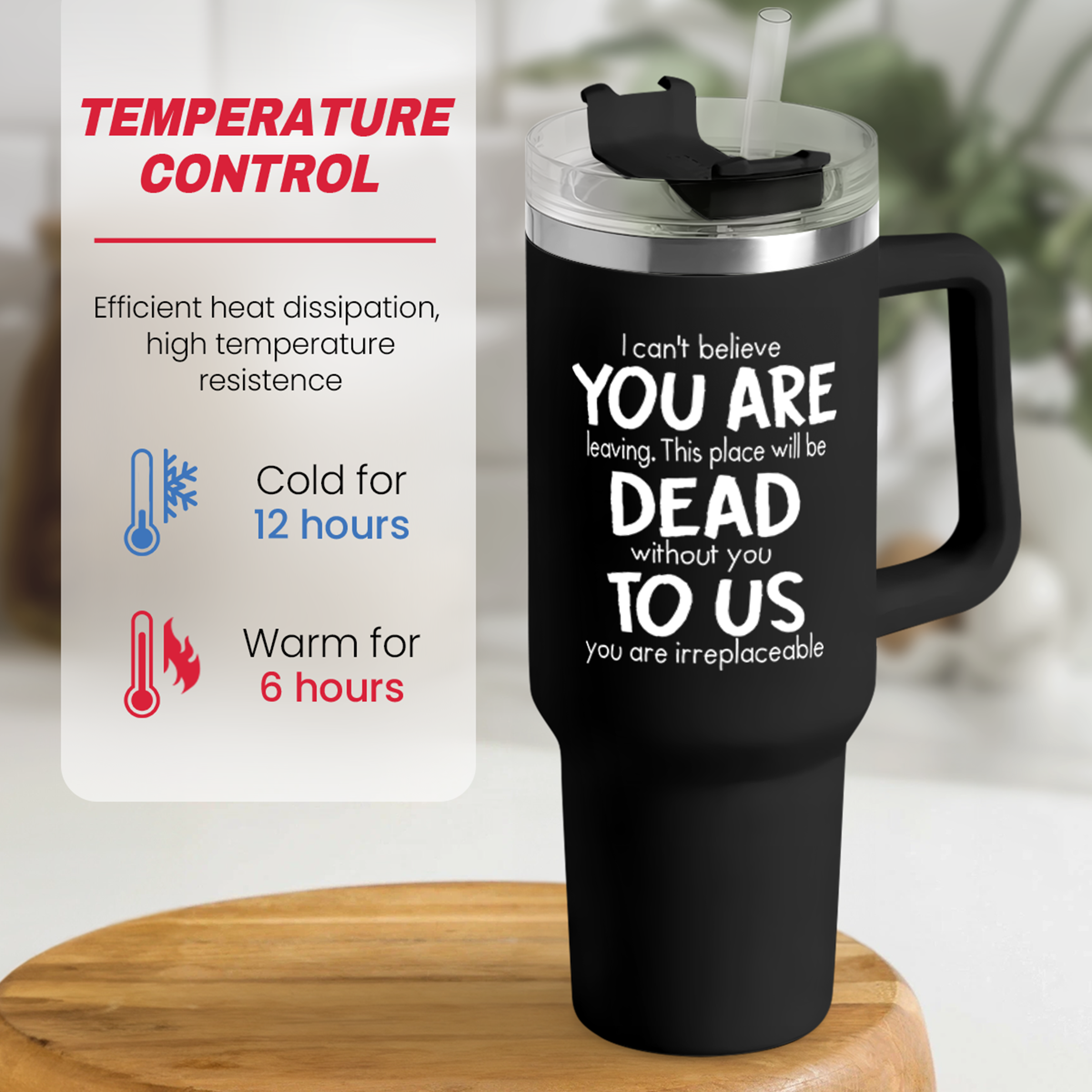 Black Coworker Quencher Tumbler with Handle 40oz