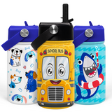 Yellow School Bus SipKid | Kids Stainless Steel Straw Lid Water Bottle 12oz