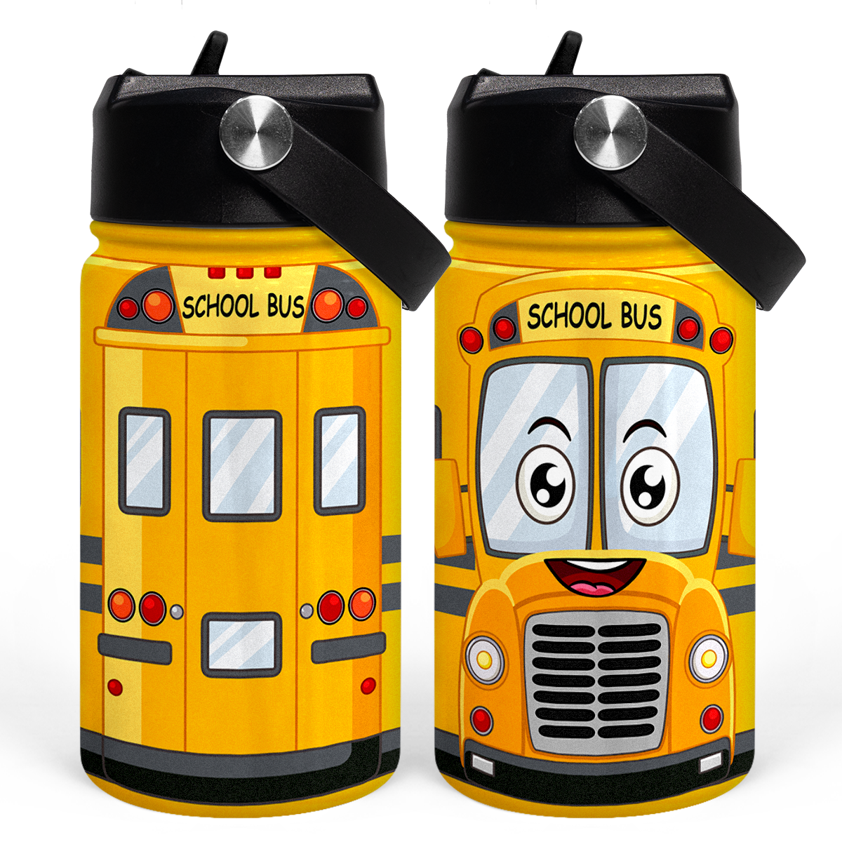 Yellow School Bus SipKid | Kids Stainless Steel Straw Lid Water Bottle 12oz