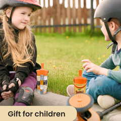 Orange Cat SipKid | Kids Stainless Steel Straw Lid Water Bottle 12oz