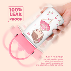 Ballet Water Bottle - Kids Water Bottle with Straw Lid - 12 Oz Insulated Stainless Steel Water Bottles for Toddlers Kid Girls - Travel Cup for School Sports