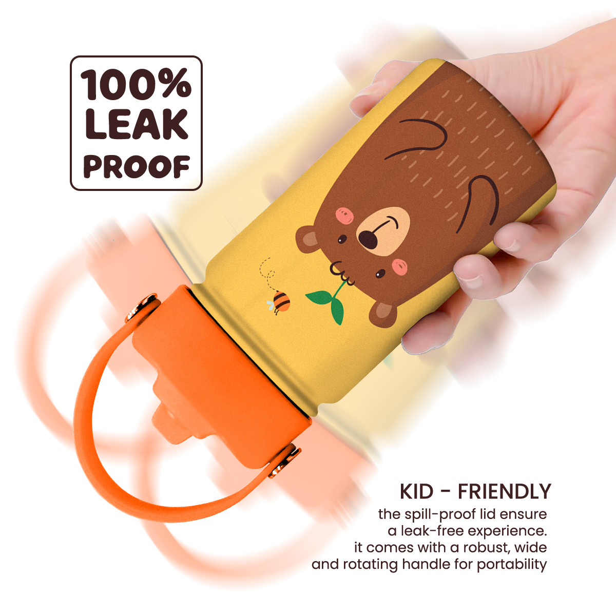 Yellow Bear SipKid | Kids Stainless Steel Straw Lid Water Bottle 12oz
