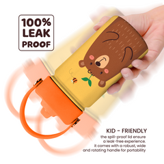 Bear Water Bottle - Kids Water Bottle with Straw Lid - 12 Oz Insulated Stainless Steel Water Bottles for Toddlers Kid Boys - Travel Cup for School Sports