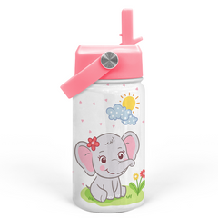 White Elephant SipKid | Kids Stainless Steel Straw Lid Water Bottle 12oz