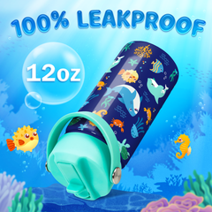 Ocean Animal 12 oz Stainless Steel Insulated Water Bottle with Straw Lid