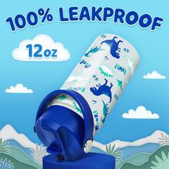 Dinosaur Water Bottle - Kids Water Bottle with Straw Lid - 12 Oz Insulated Stainless Steel Water Bottles for Toddlers Kid Boys - Travel Cup for School Sports