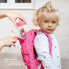 White Flamingo SipKid | Kids Stainless Steel Straw Lid Water Bottle 12oz