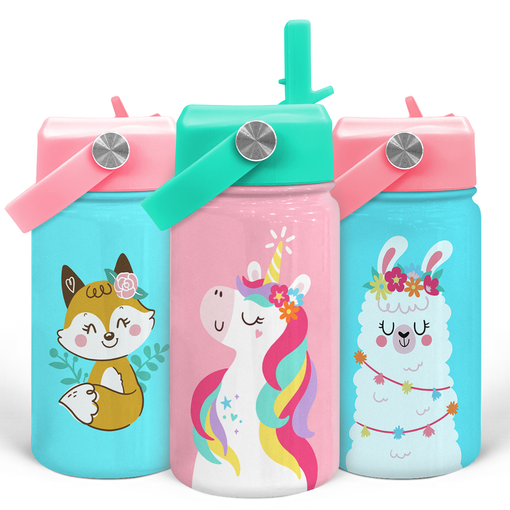 Unicorn Water Bottle - Kids Water Bottle with Straw Lid - 12 Oz Insulated Stainless Steel Water Bottles for Toddlers Kid Girls - Travel Cup for School Sports