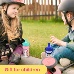 Pink Unicorn SipKid | Kids Stainless Steel Straw Lid Water Bottle 12oz