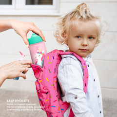 Pink Unicorn SipKid | Kids Stainless Steel Straw Lid Water Bottle 12oz
