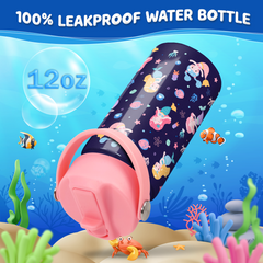 Navy Mermaid SipKid | Kids Stainless Steel Straw Lid Water Bottle 12oz