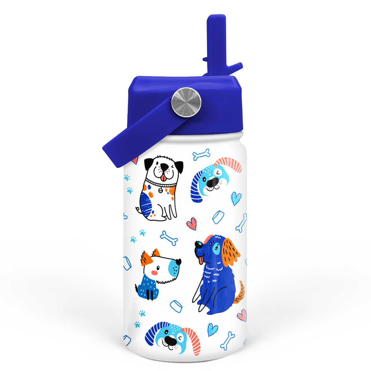 Dog Water Bottle - Kids Water Bottle with Straw Lid - 12 Oz Insulated Stainless Steel Water Bottles for Toddlers Kid Boys - Travel Cup for School Sports