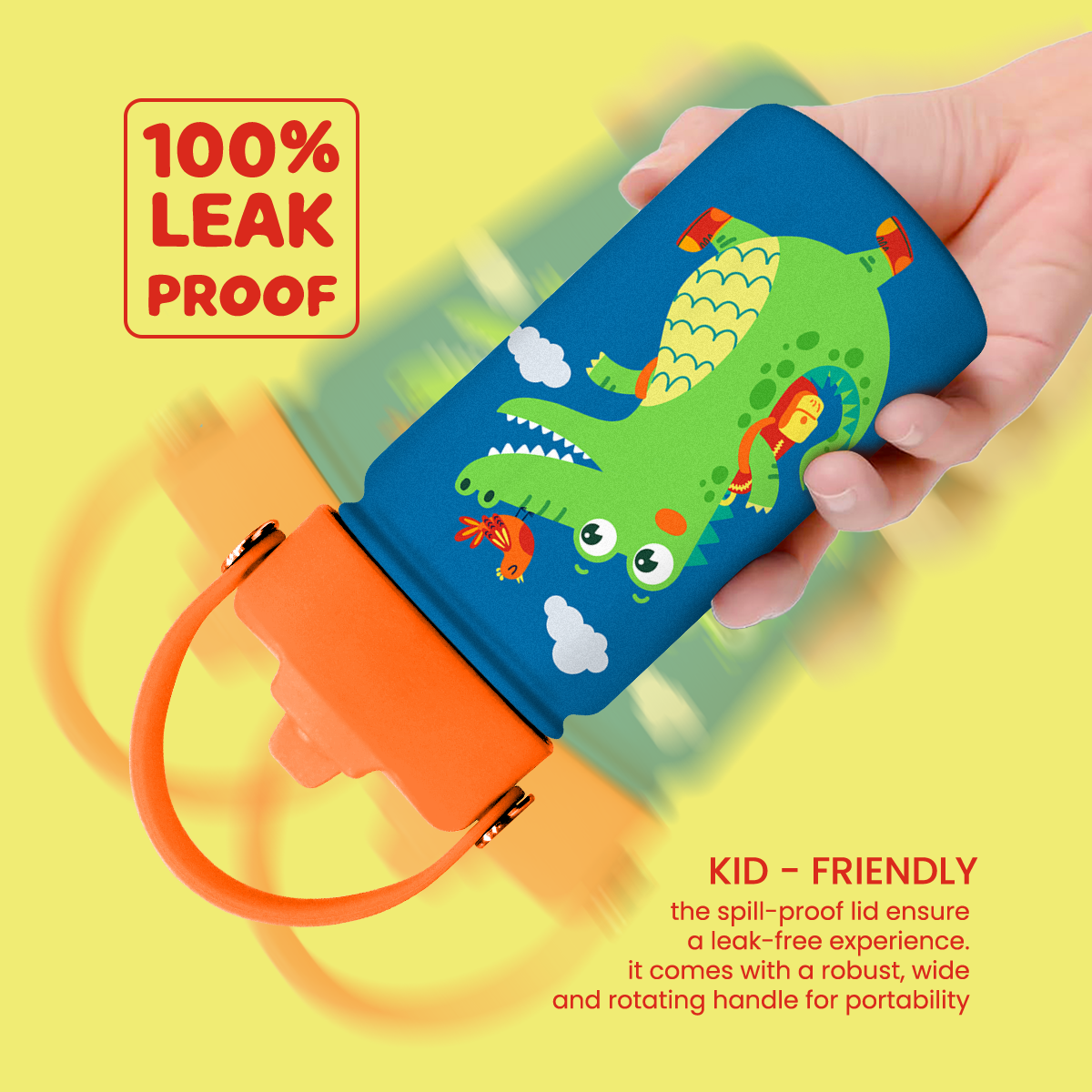 Blue Crocodile SipKid | Kids Stainless Steel Straw Lid Water Bottle 12oz
