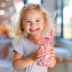 Pink Unicorn SipKid | Kids Stainless Steel Straw Lid Water Bottle 12oz