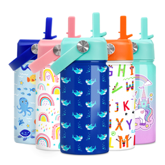Shark Water Bottle - Kids Water Bottle with Straw Lid - 12 Oz Insulated Stainless Steel Water Bottles for Toddlers Kid Boy- Travel Cup for School Sports