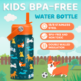 Dog SipKid | Kids Stainless Steel Straw Lid Water Bottle 12oz