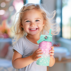 Purple Mermaid SipKid | Kids Stainless Steel Straw Lid Water Bottle 12oz