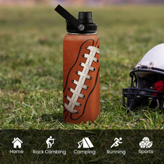 Brown Football Chug Lid Water Bottle 32oz