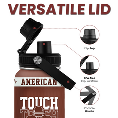 Football Water Bottle with Lid - 32oz Insulated Stainless Steel Sport Bottle - Gifts for Men Football Players Lovers Men