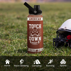 Brown Football Chug Lid Water Bottle 32oz