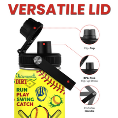 Softball Gift Water Bottle With Lid, 32oz Insulated Stainless Steel Sport Bottles - Gift for Softball Players Fan Coach