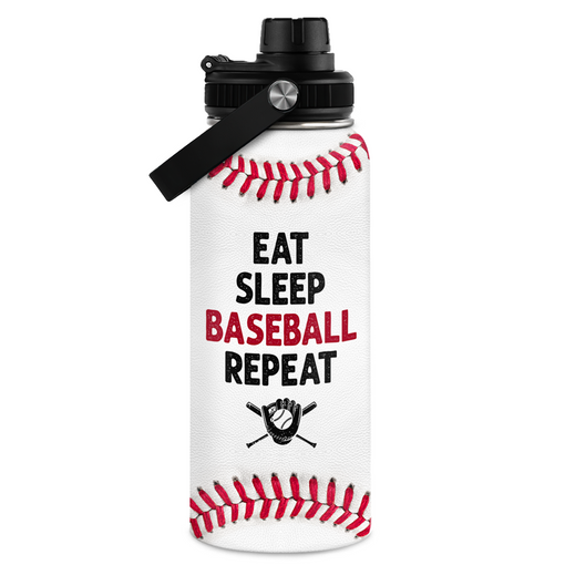 Baseball Water Bottle 32 Oz - Insulated Stainless Steel Sport Bottles with Lid - Baseball Gift for Men Players Fan Coach