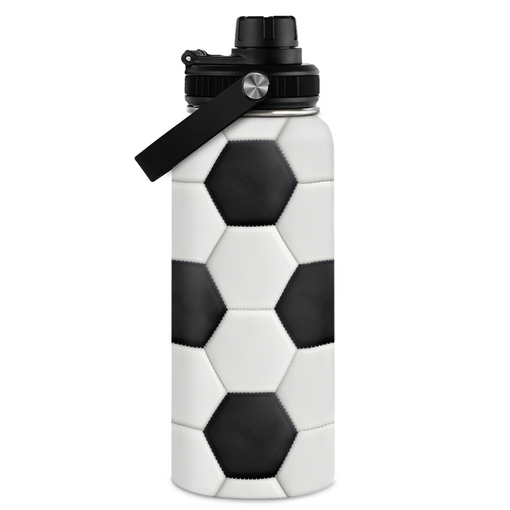 Soccer Water Bottle with Lid - 32oz Insulated Stainless Steel Sport Bottles - Gift for Men Soccer Player Fan Coach