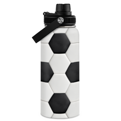 Soccer Water Bottle with Lid 32oz Insulated Stainless Steel Sport Bottles - Gift for Men Soccer Player Fan Coach