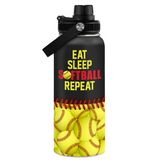 Yellow Softball Chug Lid Water Bottle 32oz