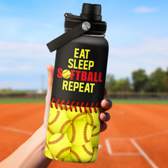 Yellow Softball Chug Lid Water Bottle 32oz