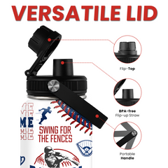 Baseball Water Bottle - 32oz Stainless Steel Insulated Sport Bottles with Lid - Gift for Men Baseball Lover Player Fan Coach