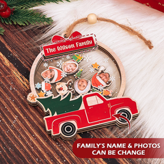 Personalized Family Christmas Ornament - Custom Photo 5 Layered Wooden Ornament, Christmas Shaker Ornament, Gifts for Mom Dad Women Men