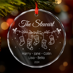 Personalized Family Ornament Crystal Glass, Christmas Hanging Tree Keepsake Gifts for Family, Men Women, Housewarming