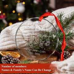 Personalized Family Ornament Crystal Glass, Christmas Hanging Tree Keepsake Gifts for Family, Men Women, Housewarming