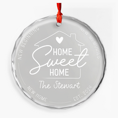 Personalized New Home Crystal Glass Ornament - Home Sweet Home, Housewarming, Gifts for Family, Christmas Decoration
