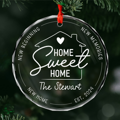 Personalized New Home Crystal Glass Ornament - Home Sweet Home, Housewarming, Gifts for Family, Christmas Decoration