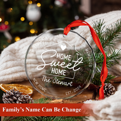 Personalized New Home Crystal Glass Ornament - Home Sweet Home, Housewarming, Gifts for Family, Christmas Decoration