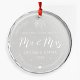 Personalized First Christmas Married Ornament - Newlywed Gifts, Glass Ornament for Couple, Christmas Tree Decoration