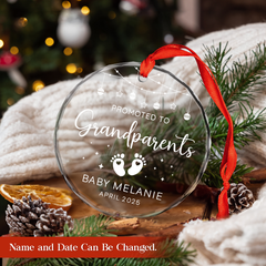 Personalized Family Christmas Glass Ornament - Custom Family Name, Christmas Hanging Keepsake Decorations