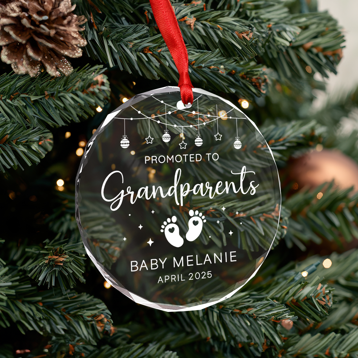 Personalized Family Christmas Glass Ornament - Custom Family Name, Christmas Hanging Keepsake Decorations