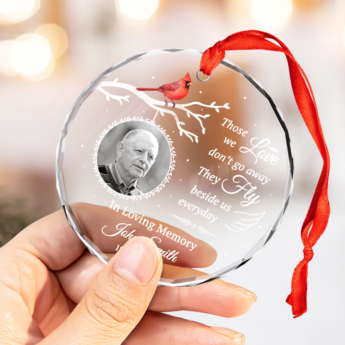 Personalized Human Memorial Ornament - Custom Glass Ornament, Bereavement Sympathy Gifts for Loss of Loved One, Remembrance of Loss Dad Mom
