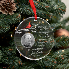 Personalized Human Memorial Ornament - Custom Glass Ornament, Bereavement Sympathy Gifts for Loss of Loved One, Remembrance of Loss Dad Mom