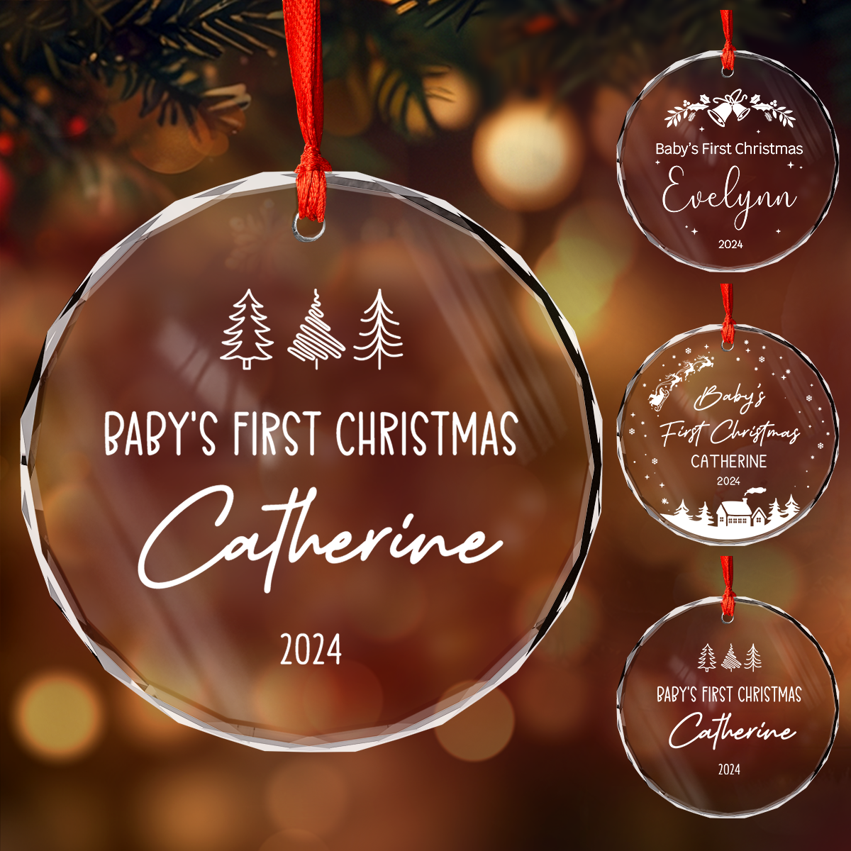 Personalized Baby's First Christmas Ornament - Newborn Glass Ornament, New Parents Gifts, Christmas Hanging Decoration