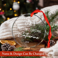 Personalized Baby's First Christmas Ornament - Newborn Glass Ornament, New Parents Gifts, Christmas Hanging Decoration