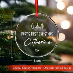 Personalized Baby's First Christmas Ornament - Newborn Glass Ornament, New Parents Gifts, Christmas Hanging Decoration
